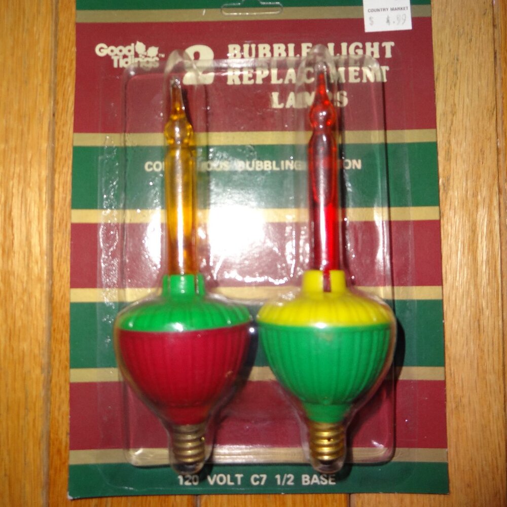 Vintage 2 Pack Bubble Light Replacement Lamps Screw in C7 1/2 Base --